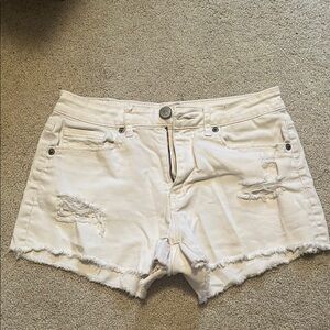 Aeropostale White Distressed Jean Shorts